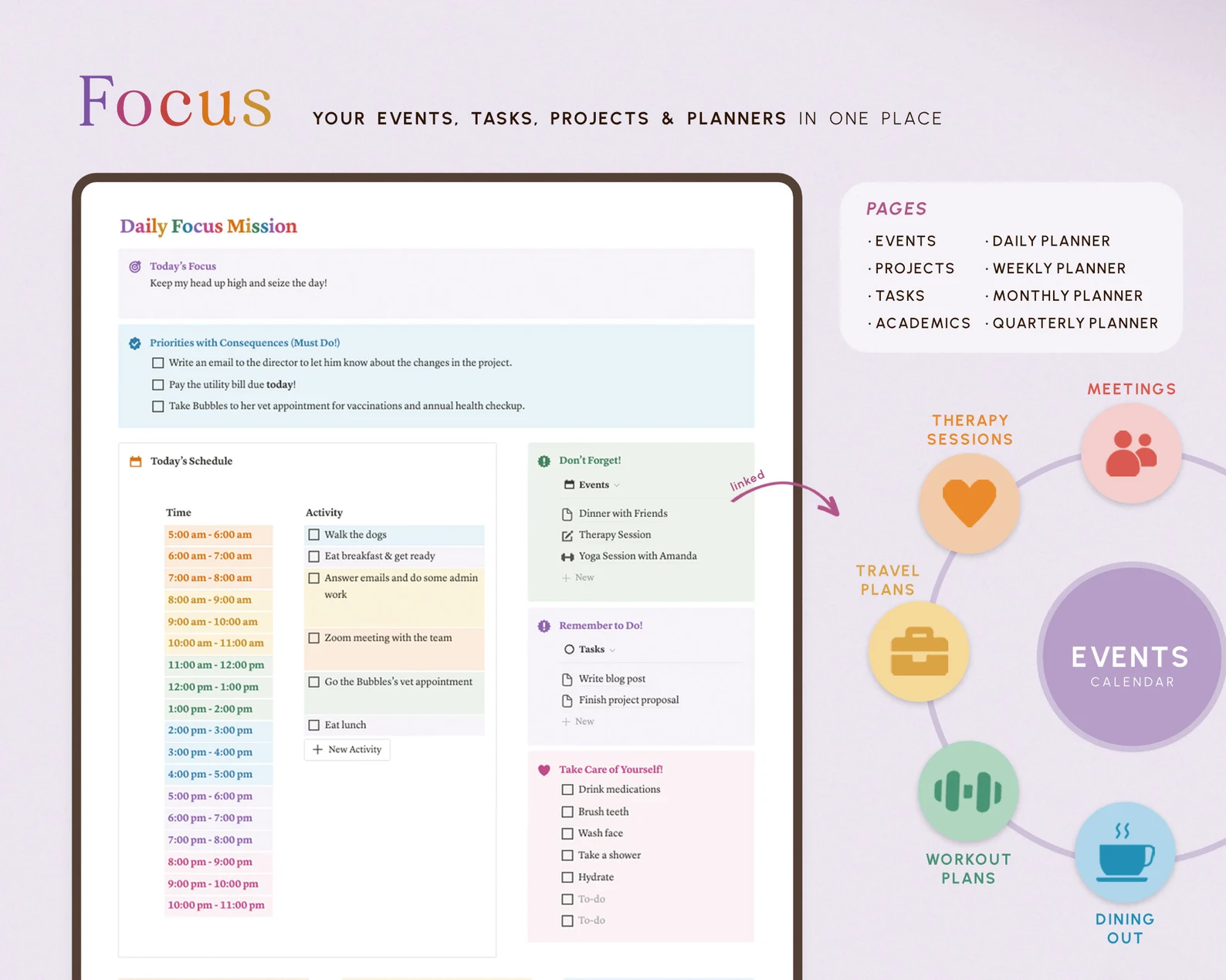 Daily Client Focus Focus Daily Planner - Organize Your Life